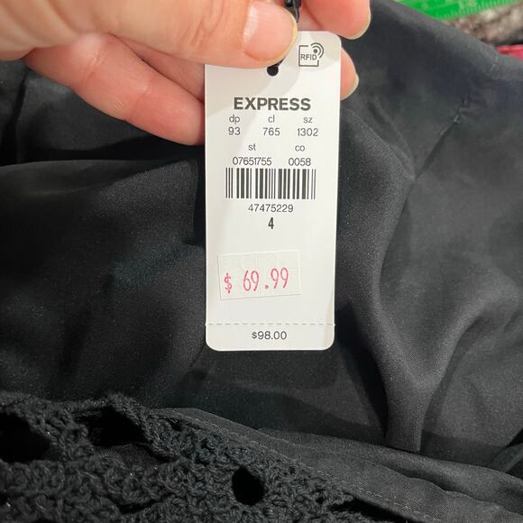 Express Crochet Midi Skirt Size 4 Black Boho Whimsygoth Sheer Overlay NWT - Picture 6 of 8